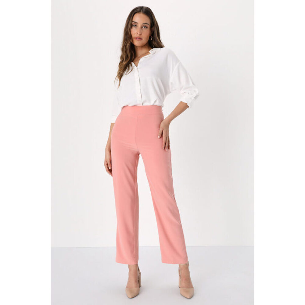Lulus Working For It Light Pink High-waisted Trouser Pants - Size XS